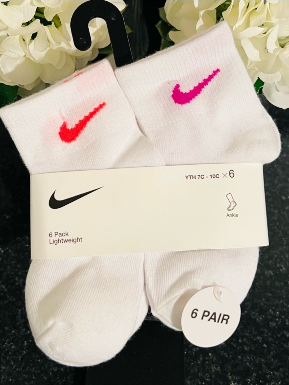 Nike Kids 6-Pack Socks Multicolor Swoosh SZ-5-7 Sock or SZ-YTH 7C - 10C shoe